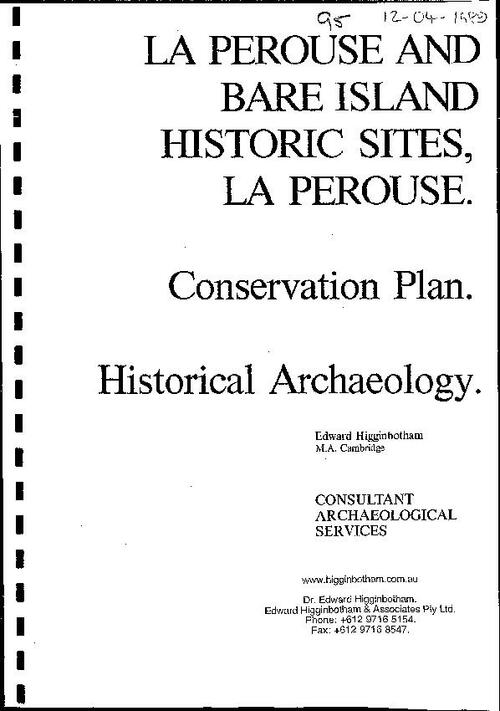 Bare Island Conservation Plan (1979)